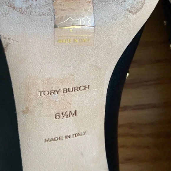 TORY BURCH Perfect Black/Dulce de Leche Leather Studded Loafers Pumps SZ 6.5 - Picture 11 of 15